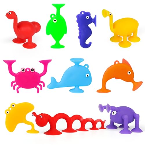 10 Stück Saugnapf Spielzeug, Badespielzeug Baby ab 3 Jahre, Sensorik Silikon Bausteine Spielzeug für Kinder ab 4 5 6 7 Jahre, Montessori Geschenke für Jungen und Mädchen 10 Stück Saugnapf Spielzeug, Badespielzeug Baby ab 3 Jahre, Sensorik Silikon Bausteine Spielzeug für Kinder ab 4 5 6 7 Jahre, Montessori Geschenke für Jungen und Mädchen von Norkbeng