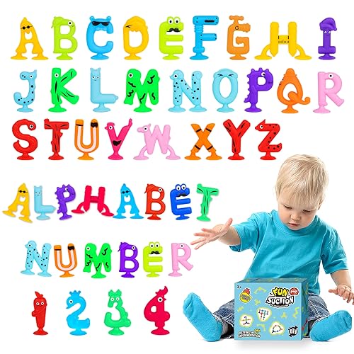 30 Stück Buchstaben Saugnapf Spielzeug für 3 Jahre alte Kleinkinder, Badespielzeug für Kinder im Alter von 4-8 Jahren, Montessori-Lernspiele für ABC-Rechtschreibung, Fidget Sensorisches Geschenk von Norkbeng