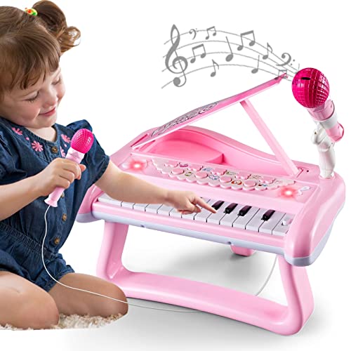 Keyboard Spielzeug Kinder mit Mikrofon, Klavier Spielzeug Baby ab 1 Jahr, Rosa Piano Spielzeug Musik Spielzeug Kinder Baby Geschenk von Norkbeng