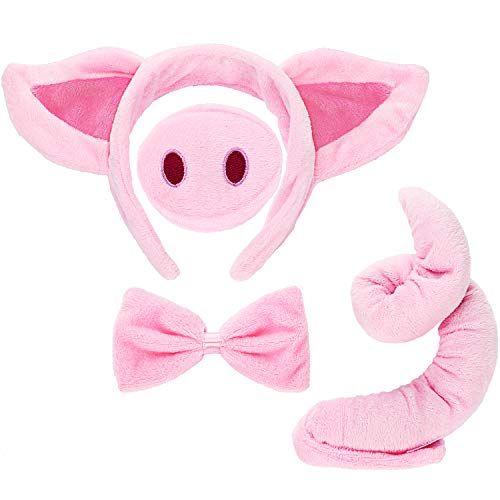 Schwein Kostüm Set Schwein Ohren Nasen Schwanz und Fliege Rosa Schwein Kostüm Kit Zubehör für Kinder von Norme