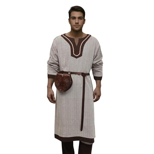 Norse Alley Nordic Runeweave Wikinger-Tunika für Herren, braun, Fischgrätenfarbe, Baumwolle, Größe XL/XXL, für Cosplay, Kostüm, Nachstellung, Renaissance, Mittelalter-Kostüm, LARPing SCA Norse Alley Nordic Runeweave Wikinger-Tunika für Herren, braun, Fischgrätenfarbe, Baumwolle, Größe XL/XXL, für Cosplay, Kostüm, Nachstellung, Renaissance, Mittelalter-Kostüm, LARPing SCA von Norse Alley