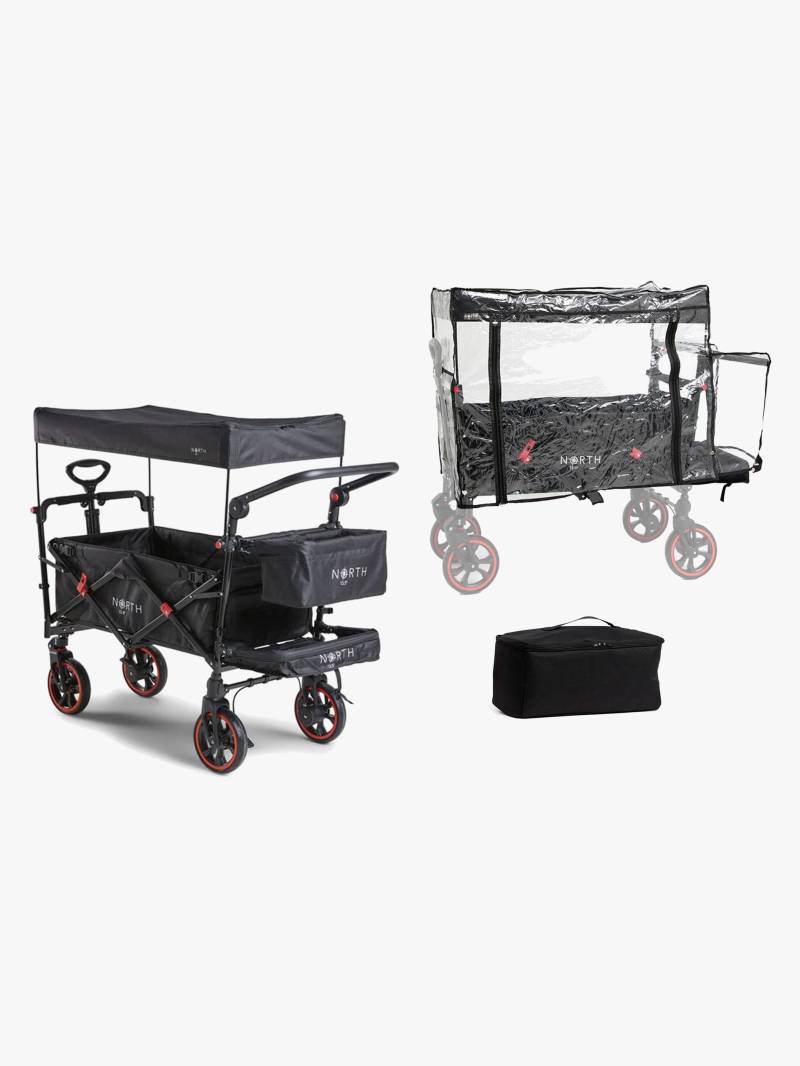 North 13.5 Transporter Bollerwagen inkl. Regenüberzug &  Kühltasche, Black/Grey von North 13.5