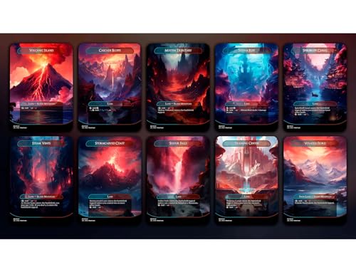 NorthBlue Blue Red Lands Set (A) - 10 Cards Set - Comes with 2 Bonus Cards - MTG Proxy Cards - Premium Quality von NorthBlue