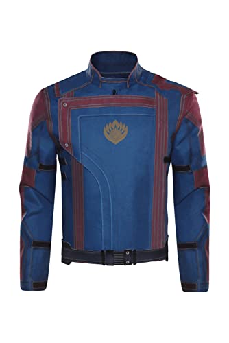 NoryNick Herren Star Lord Cosplay Kostüm Guardians Jacke mit Gürtel Galaxy Blaue Oberteile Uniform Karneval Tops Verkleidung von NoryNick