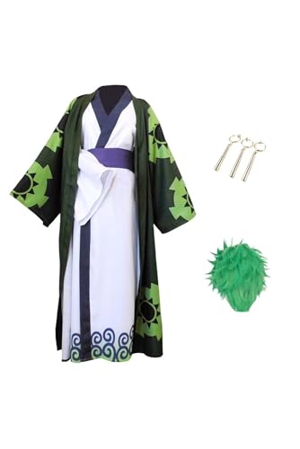 NoryNick Roronoa Zoro Cosplay Kostüm Anime Cloak Robe Wano Country Kimono Suits Halloween Outfit von NoryNick