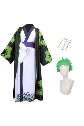 NoryNick Roronoa Zoro Cosplay Kostüm Anime Cloak Robe Wano Country Kimono Suits Halloween Outfit von NoryNick