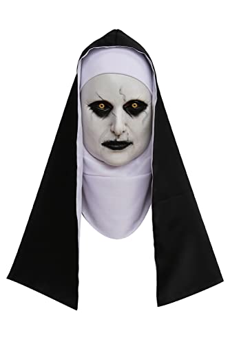 NoryNick The Movie Nun Maske mit Kopfbedeckung Valak Kostüm Erwachsenen-Maske Schwarz Schwester Verkleidung Halloween Zubehör von NoryNick