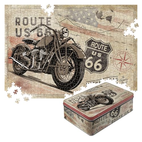Nostalgic-Art Retro Puzzle 1000 Teile, 68 x 48 cm, Route 66 – Bike Map – Geschenk-Idee für Amerika-Fans, für Erwachsene, in Vintage-Metalldose als Geschenkverpackung Nostalgic-Art Retro Puzzle 1000 Teile, 68 x 48 cm, Route 66 – Bike Map – Geschenk-Idee für Amerika-Fans, für Erwachsene, in Vintage-Metalldose als Geschenkverpackung von Nostalgic-Art