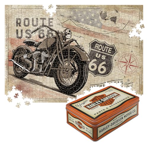 Nostalgic-Art Retro Puzzle 1000 Teile, 68 x 48 cm, Route 66 – Bike Map Harley-Davidson 2 – Geschenk-Idee für Amerika-Fans, für Erwachsene, in Vintage-Metalldose als Geschenkverpackung Nostalgic-Art Retro Puzzle 1000 Teile, 68 x 48 cm, Route 66 – Bike Map Harley-Davidson 2 – Geschenk-Idee für Amerika-Fans, für Erwachsene, in Vintage-Metalldose als Geschenkverpackung von Nostalgic-Art