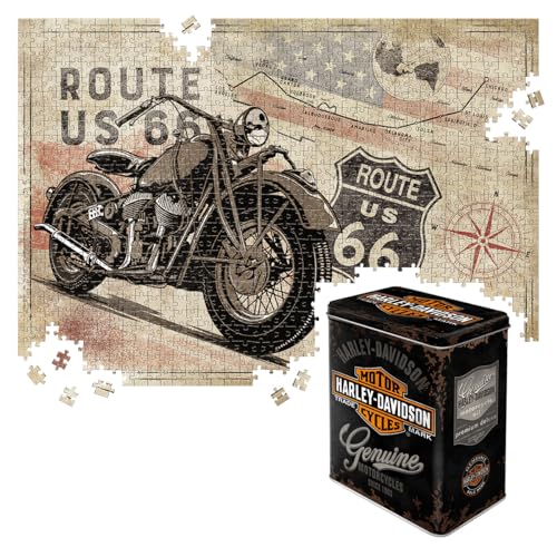 Nostalgic-Art Retro Puzzle 1000 Teile, 68 x 48 cm, Route 66 – Bike Map H-D Genuine Logo – Geschenk-Idee für Amerika-Fans, für Erwachsene, in Vintage-Metalldose als Geschenkverpackung Nostalgic-Art Retro Puzzle 1000 Teile, 68 x 48 cm, Route 66 – Bike Map H-D Genuine Logo – Geschenk-Idee für Amerika-Fans, für Erwachsene, in Vintage-Metalldose als Geschenkverpackung von Nostalgic-Art