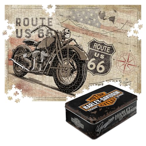 Nostalgic-Art Retro Puzzle 1000 Teile, 68 x 48 cm, Route 66 – Bike Map H-D Genuine – Geschenk-Idee für Amerika-Fans, für Erwachsene, in Vintage-Metalldose als Geschenkverpackung Nostalgic-Art Retro Puzzle 1000 Teile, 68 x 48 cm, Route 66 – Bike Map H-D Genuine – Geschenk-Idee für Amerika-Fans, für Erwachsene, in Vintage-Metalldose als Geschenkverpackung von Nostalgic-Art