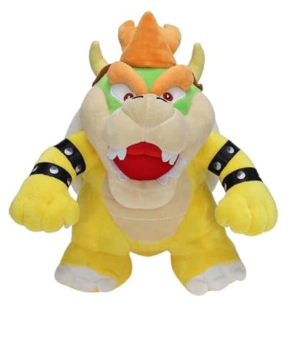 Bowser Super Mario Plüschtier, 26 cm, weiches Stoffspielzeug, Videospielfigur, Gelb und Orange von NovaCarta