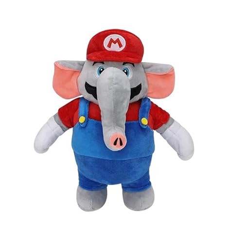 NovaCarta Mario Elefant Plüschtier 27,5 cm Rot Blau Klempner Kostüm Weiches Plüschtier von NovaCarta
