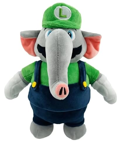 NovaCarta Plüschtier Elefant im Luigi-Kostüm, grün und grau, 27,5 cm von NovaCarta