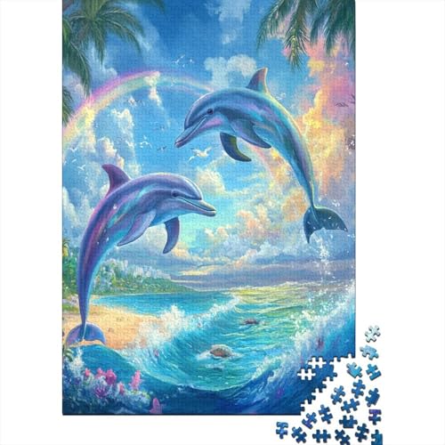 Delphin Puzzles 1000 Teile Schwer Puzzle Spielzeug Pädagogisches Spiel Impossible Herausforderungsspielzeug Für Erwachsene Und Kinder in Bewährter 1000pcs (75x50cm) von NoveAurora