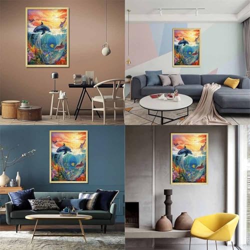 Delphins Puzzle 1000-teilige Schwer Puzzle Spielzeug Lernspiel Impossible Herausforderungsspielzeug Für Erwachsene Kinder 1000pcs (75x50cm) von NoveAurora
