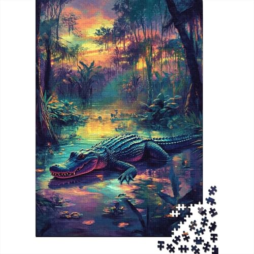 Krokodil Puzzle 1000 Teile Schwer Puzzle Spielzeug Lernspiel Impossible Herausforderung Spielzeug Für Erwachsene Und Kinder Ab 12 Jahren 1000pcs (75x50cm) von NoveAurora