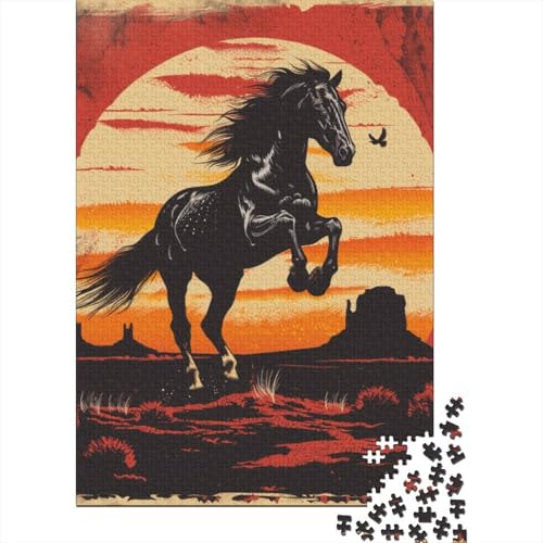 Retro Pferd Puzzles 1000 Teile Schwer Puzzle Spielzeug Pädagogisches Spiel Impossible Herausforderungsspielzeug Für Erwachsene Und Kinder Ab 12 Jahren 1000pcs (75x50cm) von NoveAurora