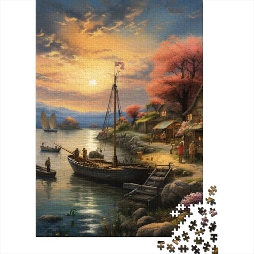 Sonnenuntergang über der Bucht Puzzle 1000 Teile Schwer Puzzle Spielzeug Lernspiel Impossible Herausforderung Spielzeug Für Erwachsene Und Kinder Ab 12 Jahren 1000pcs (75x50cm) von NoveAurora