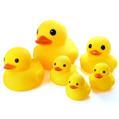 Novelty Place [Float & Squeak] Six Rubber Duck Family Pack Ducky Baby Bath Toy for Kids (Pack of 6) von Novelty Place
