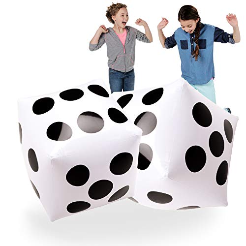 Novelty Place Jumbo Aufblasbare Würfel 2 Stück von, 50,8 cm große weiße und Schwarze Riesenwürfel für Indoor- und Outdoor-Spiele, Ludo und Poolparty von Novelty Place