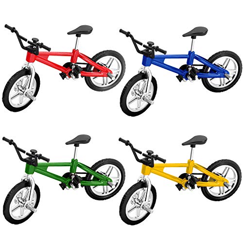 NOVELTY PLACE Mini-Fingerrad – Miniatur-Fidget-Fahrrad-Spielzeug-Set für Kinder und Erwachsene – Metall-Fahrrad-Modellsammlungen Dekoration – 4 Farben (4 Stück) von Novelty Place