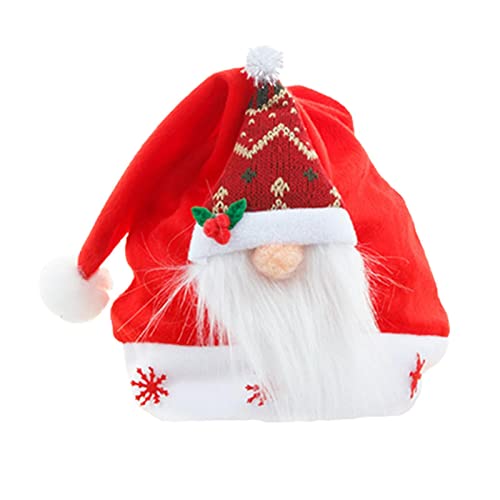 Novent Weihnachtsmützen, Rote flauschige Weihnachtsmütze mit Zwerg, Weiche Weihnachtsmütze aus flauschigem, übergroßem Samt für den Urlaub, Geschenk für Kinder, Erwachsene und Mädchen von Novent