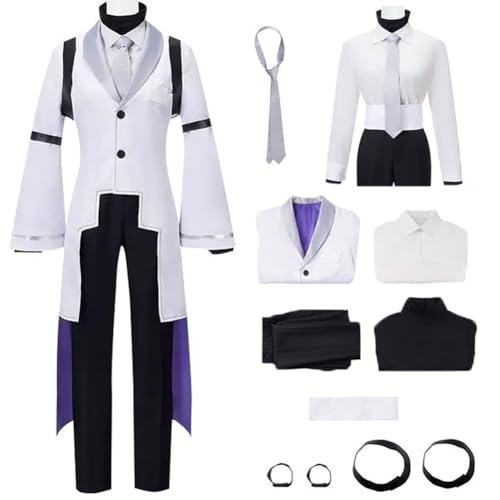 Nozfeon Sigma Cosplay Outfit - BSD Cosplay Kostüm Jacke & Uniform für Halloween, Weiss/opulenter Garten, XXL von Nozfeon