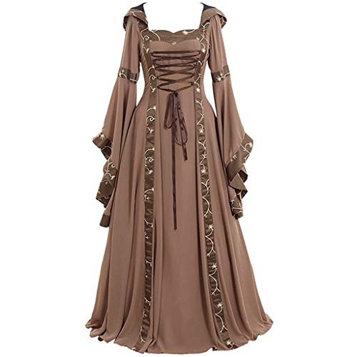 Nsercvb Halloween Kostüm Damen, Renaissance Schwarz Mittelalter Kleid Kleidung Gothic Viktorianische Mittelalterliche Ballkleider Maskerade Fasching Karneval Cosplay, Z1~khaki, L von Nsercvb