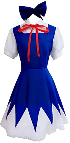 Nsoking Anime Cirno Cosplay-Kostüm, Schuluniform, Damen, Dienstmädchenkleid, Schleife, Halloween, Größe M Nsoking Anime Cirno Cosplay-Kostüm, Schuluniform, Damen, Dienstmädchenkleid, Schleife, Halloween, Größe M von Nsoking