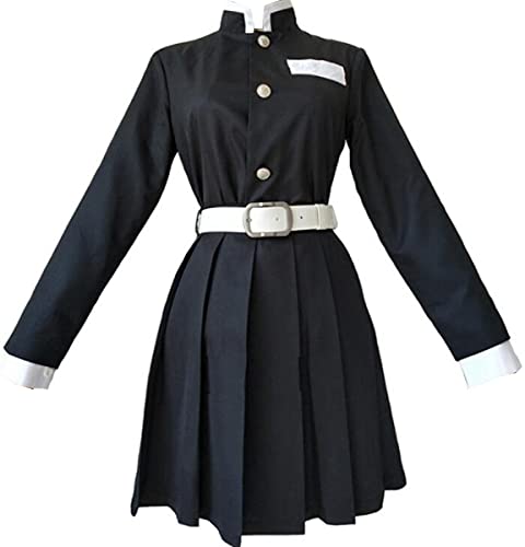 Nsoking Demon Slayer Cosplay Tsuyuri Kanawo Schuluniform Gürtel Kostüm Kleid Halloween Outfit (S, Schwarz) von Nsoking