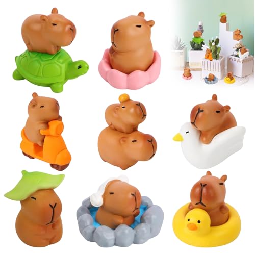 Mini Capybara Figuren, 13 Stück Mini Resin Capybara, Miniatur Capybara Figuren, Kleine Capybara, Capybara Tortendeko, für DIY Garten Desktop Tiere Zubehör Mikrolandschaft Aquarien von Ntwdby
