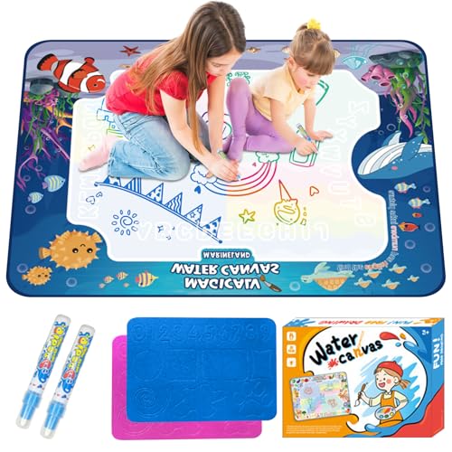 Aqua Magic Doodle Matte, 80 x 60 cm Wasser Doodle Matte, mit Wasserstift & Stempel Zubehör, Wassermalmatte für Kinder, Wiederverwendbare, Spielzeug Kinderspielzeug ab 1 2 3 Jahre Aqua Magic Doodle Matte, 80 x 60 cm Wasser Doodle Matte, mit Wasserstift & Stempel Zubehör, Wassermalmatte für Kinder, Wiederverwendbare, Spielzeug Kinderspielzeug ab 1 2 3 Jahre von Ntwdby