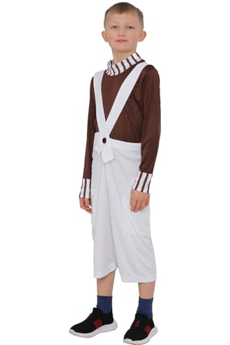 NuJake Schokoladenfabrik Arbeiterkostüm für Kinder, braunes Hemd, Umpa Lumpa Dress Up (4–6 Jahre) von NuJake