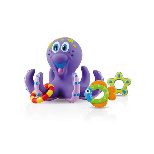 Nuby Badspielzeug – Schwimmende Krake mit 3 Ringen | Interaktives Badspielzeug für Babys und Kinder | Ab 18+ Monaten von Nuby