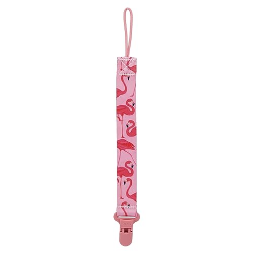 Nuby - Saugerband für Schnüller - Schnüllerkette - Stoff-Pacifinder mit Kunststoffclip und Schnur - Für Babys - Rosa von Nuby