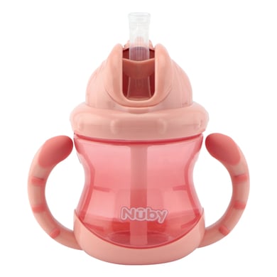 Nûby Trinkhalmtasse mit Handgriffen No-Spill Flip-It 240ml ab 12 Monaten in pink von Nuby