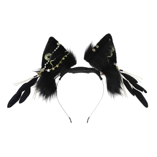 Ethnischer Ohr-Haarreif für Damen, Rollenspiel, Anime-Dienstmädchen, Haarreif, Party-Haarreif, 2000er Jahre, Mädchen, Halloween-Kostüm, Kopfschmuck, Kopfschmuck mit Wolfsmotiv Ethnischer Ohr-Haarreif für Damen, Rollenspiel, Anime-Dienstmädchen, Haarreif, Party-Haarreif, 2000er Jahre, Mädchen, Halloween-Kostüm, Kopfschmuck, Kopfschmuck mit Wolfsmotiv von Nucelit