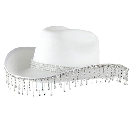 Glitzernde Quasten, Kristalle, Cowboyhut für Erwachsene, elegant, Brautparty, Cowgirl, Nachtclub, Party, Kostüm, Kopfschmuck Glitzernde Quasten, Kristalle, Cowboyhut für Erwachsene, elegant, Brautparty, Cowgirl, Nachtclub, Party, Kostüm, Kopfschmuck von Nucelit