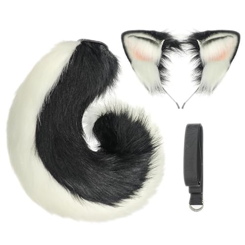 Nucelit 1/2 x Tierohren-Haarbänder, Tierschwanz, Hundekostüme, Hundeohren, Stirnband, Kunstfell, Halloween, Cosplay, Party, Kostüme, Kunstpelze von Nucelit