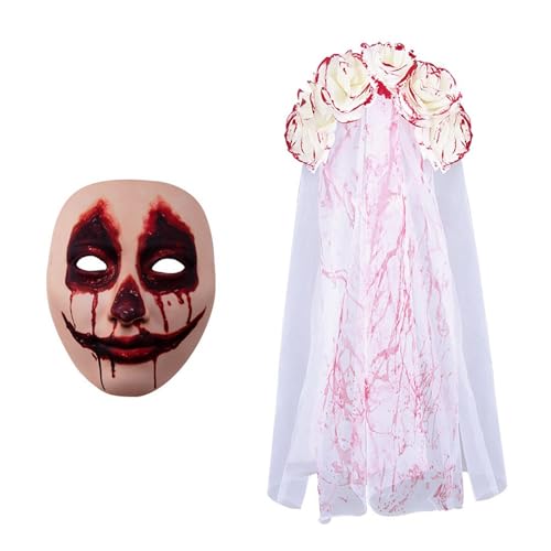 Nucelit Blutiger Schleier mit Stirnband für Damen und Mädchen, Maskeraden, Punk, Braut, Halloween, Cosplay, Kostümzubehör Nucelit Blutiger Schleier mit Stirnband für Damen und Mädchen, Maskeraden, Punk, Braut, Halloween, Cosplay, Kostümzubehör von Nucelit