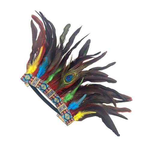 Nucelit Indisches Haarband für Karneval, Feier, gefiedertes Stirnband für Erwachsene, Cosplay, ethnisches Haarband für Mottoparty, Cosplay, Kopfbedeckung Nucelit Indisches Haarband für Karneval, Feier, gefiedertes Stirnband für Erwachsene, Cosplay, ethnisches Haarband für Mottoparty, Cosplay, Kopfbedeckung von Nucelit
