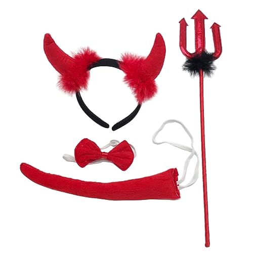 Nucelit Kostümzubehör, Teufelshorn, Stirnband, Heugabeln, Fliege, Schwanz für Erwachsene und Kinder, Halloween, Kostüm, Cosplay-Requisite Nucelit Kostümzubehör, Teufelshorn, Stirnband, Heugabeln, Fliege, Schwanz für Erwachsene und Kinder, Halloween, Kostüm, Cosplay-Requisite von Nucelit