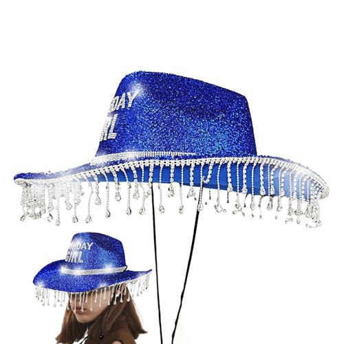 Nudorpn Damens Cowboyhüte | Kindergeburtstagshut - Mit Strasssteinen Glitzernd Atmungsaktiv Für Damen Fest Reise Party von Nudorpn
