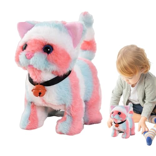 Nudorpn Elektrische Plüschkatze, Katzenspielzeug für Kinder - Batteriebetriebene animierte realistische Katze mit Wagging Tail | Elektronisches Walking -Tier mit miauen Geräusch für Kinder von Nudorpn