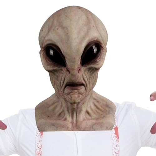Nudorpn Realistische Alien Maske für Erwachsene, gruselige Vollkopfmaske mit detailreichem Design, atmungsaktiv und bequem, für Halloween, Karneval, Motto-Party und Bühnenauftritt von Nudorpn