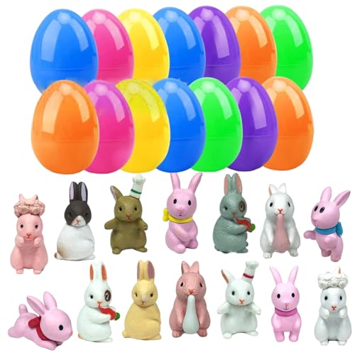 14pcs Ostereier gefüllt mit Spielzeug, Mini -Überraschung Eier mit Hasenfiguren süße Farmkaninchenausstellung für Kinder und Mädchen mit Spielzeug gefüllt mit von Nuelreva