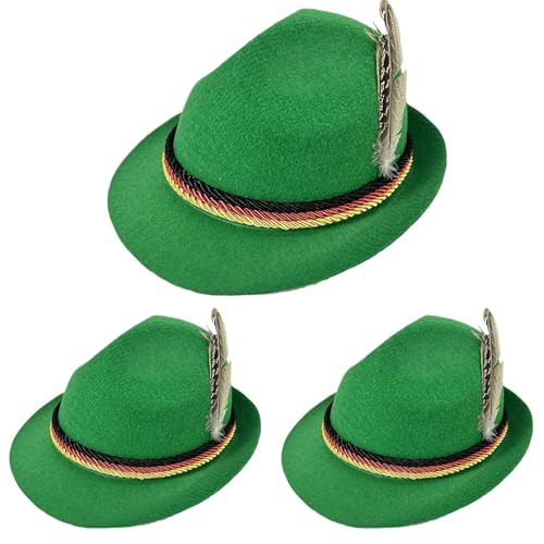 Nuelreva 3pcs Deutsche Hut Einer Größe Oktoberfest Kostüm Männer traditionelle bayerische Oktoberfesthut für Erwachsene (grün) Deutsch von Nuelreva