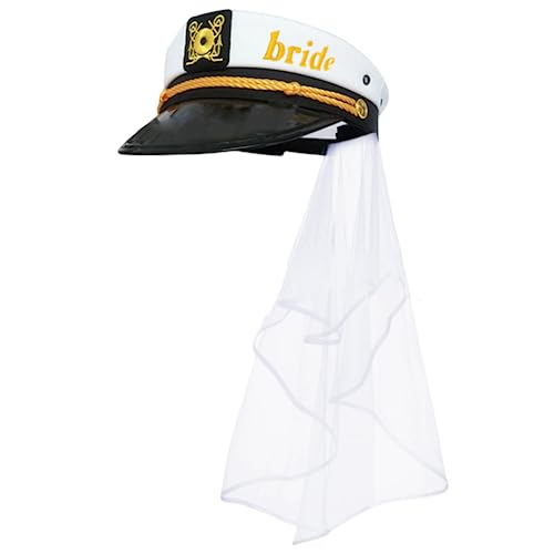 Nuelreva Braut Captain Hat mit Veil Navy Marine Hen Party Boot für Hochzeit Braut Bachelorette Style 1 Nuelreva Braut Captain Hat mit Veil Navy Marine Hen Party Boot für Hochzeit Braut Bachelorette Style 1 von Nuelreva