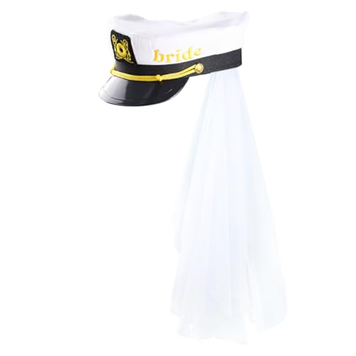 Nuelreva Braut Captain Hat mit Veil Navy Marine Hen Party Boot für Hochzeit Braut Bachelorette Style 2 Nuelreva Braut Captain Hat mit Veil Navy Marine Hen Party Boot für Hochzeit Braut Bachelorette Style 2 von Nuelreva